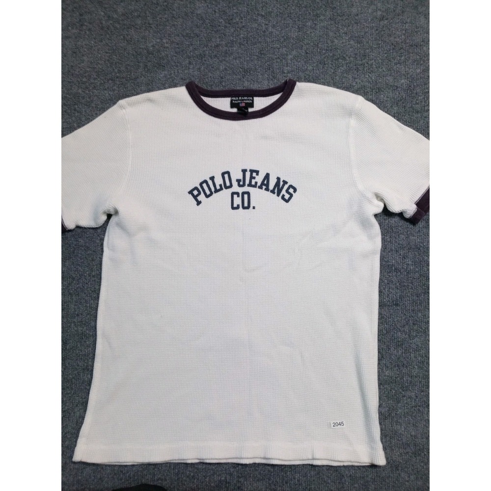 Polo Jeans Co Ralph Lauren Thermal Shirt Men's Medium White Waffle (Stain)